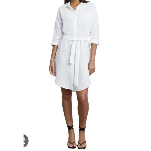 Rails Ames Belted White Long Sleeve Dress Belted with Pocket Size Small - Picture 1 of 4